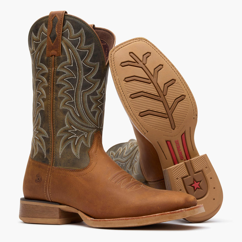 Outsole view of Durango® men’s 12” Aztec Brown/Olive Rebel Pro™