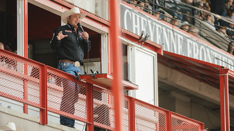 Garrett Yerigan, Rodeo Announcer, at Cheyenne Frontier Days