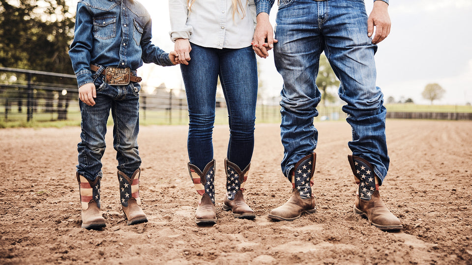 Family matching in Durango Flag boots