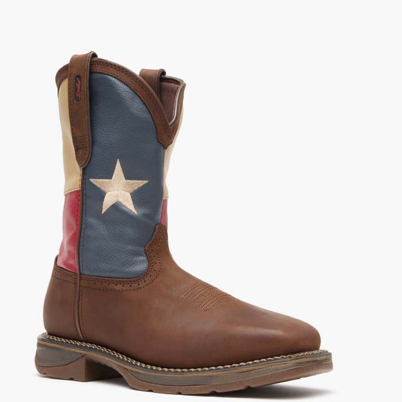 Front view of Durango Workin' Rebel Texas flag work boot