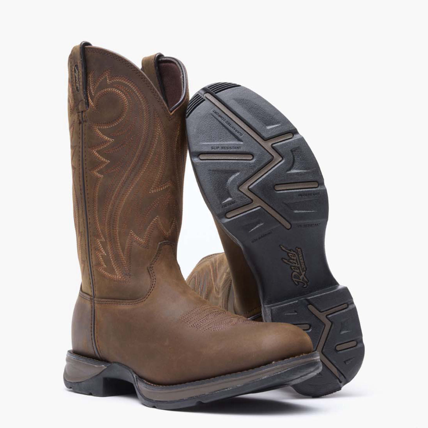Rebel by Durango® Chocolate Pull-On Western Boot - outsole