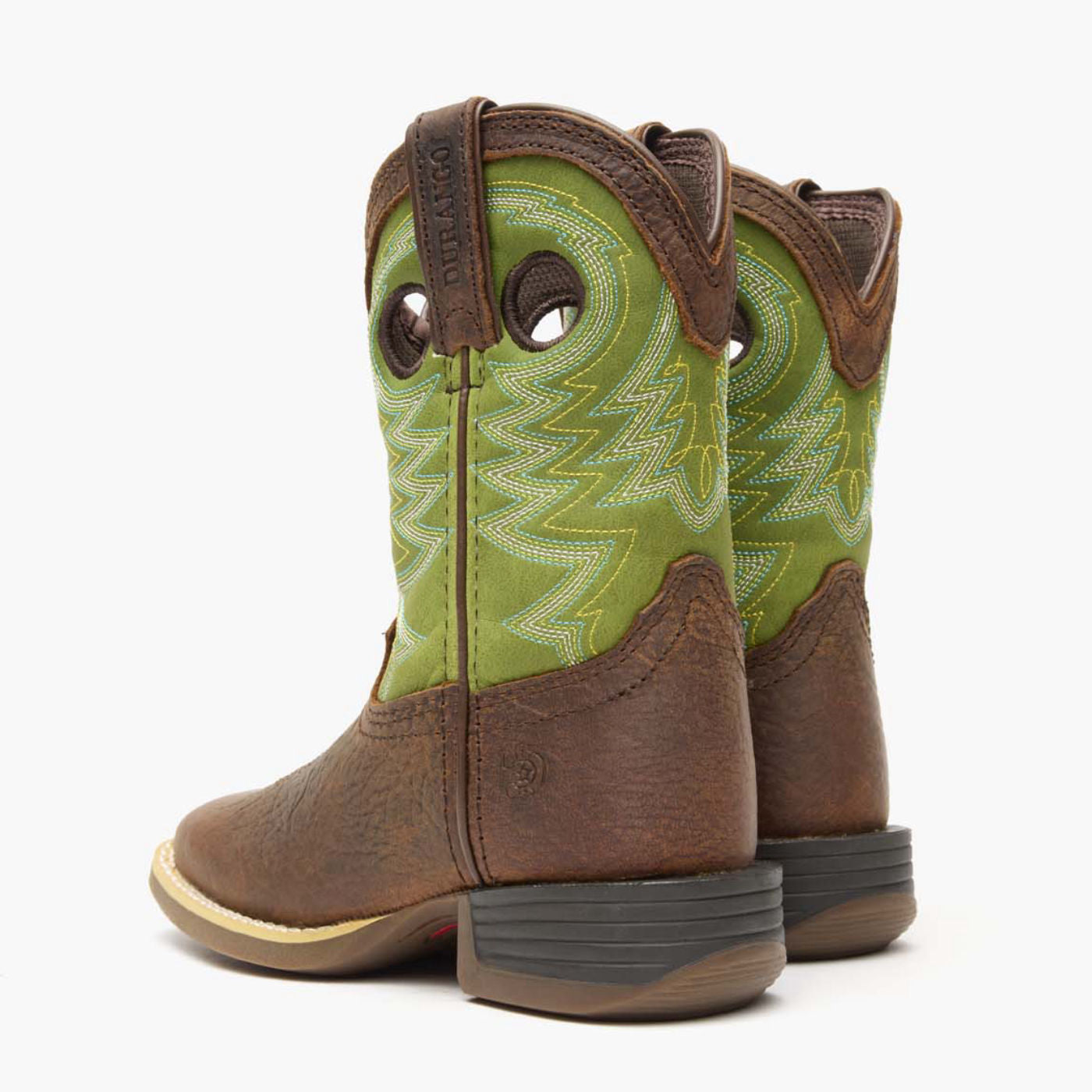 Durango® Lil' Rebel Pro Big Kid's Lime Western Boot - back
