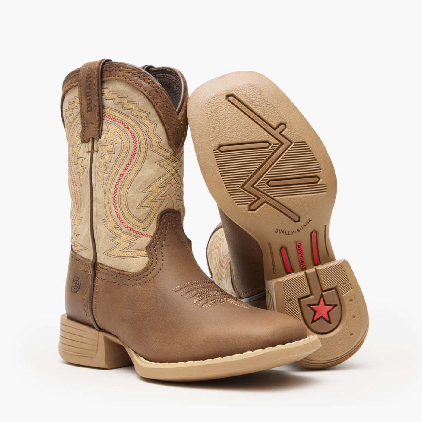 Durango® Lil' Rebel Pro™ Big Kids' Coffee and Bone Western Boot - outsole