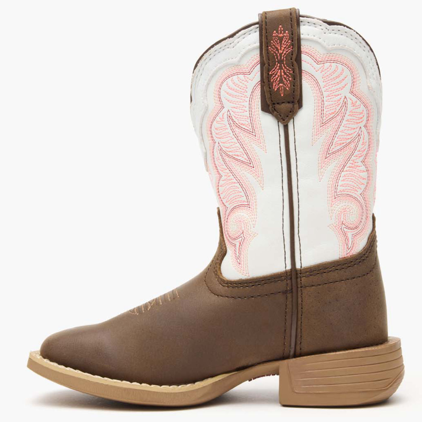 Durango® Lil' Rebel Pro™ Little Kid's Trail Brown and White Western Boot - profile