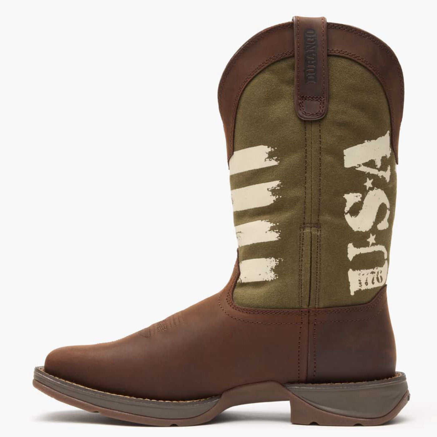 Rebel by Durango® Army Green USA Print Western Boot - profile