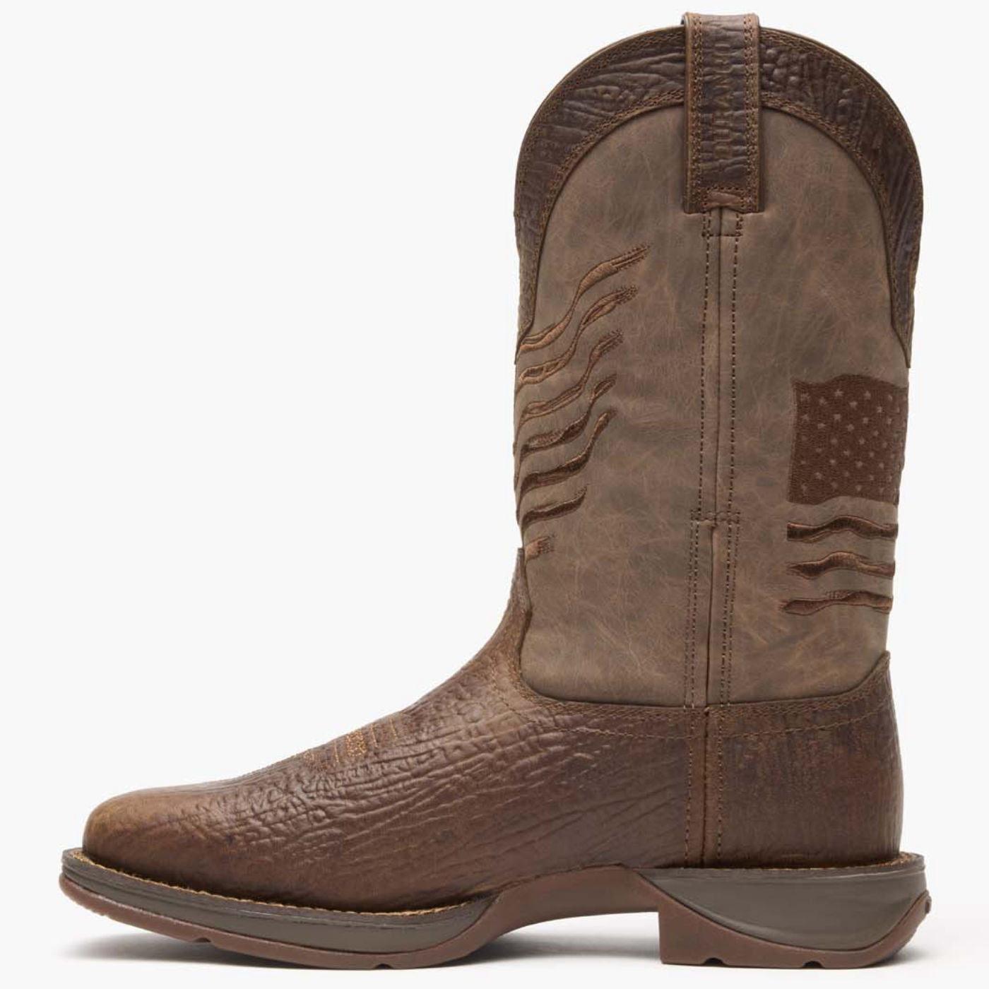 Rebel by Durango® Brown Distressed Flag Embroidery Western Boot - profile