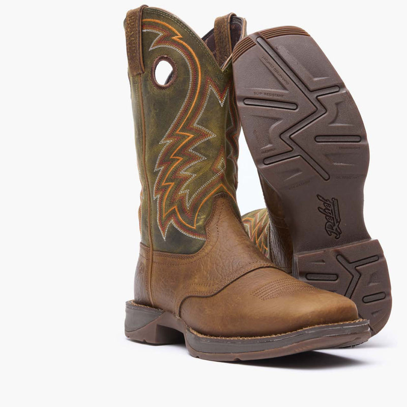 Rebel™ by Durango® Dark Chestnut and Hunter Green Western Boot - outsole