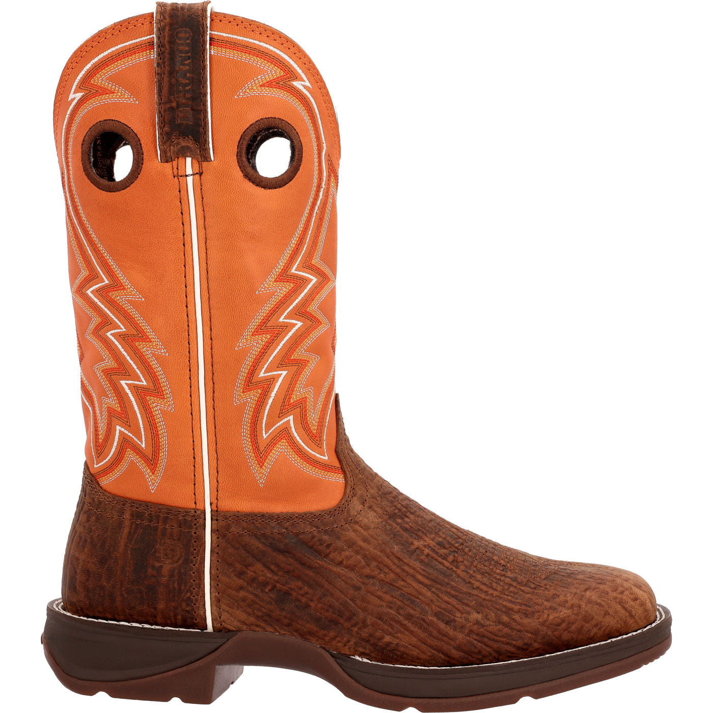 Rebel™ by Durango® Cedar Bark and Monarch Orange Western Boot - profile