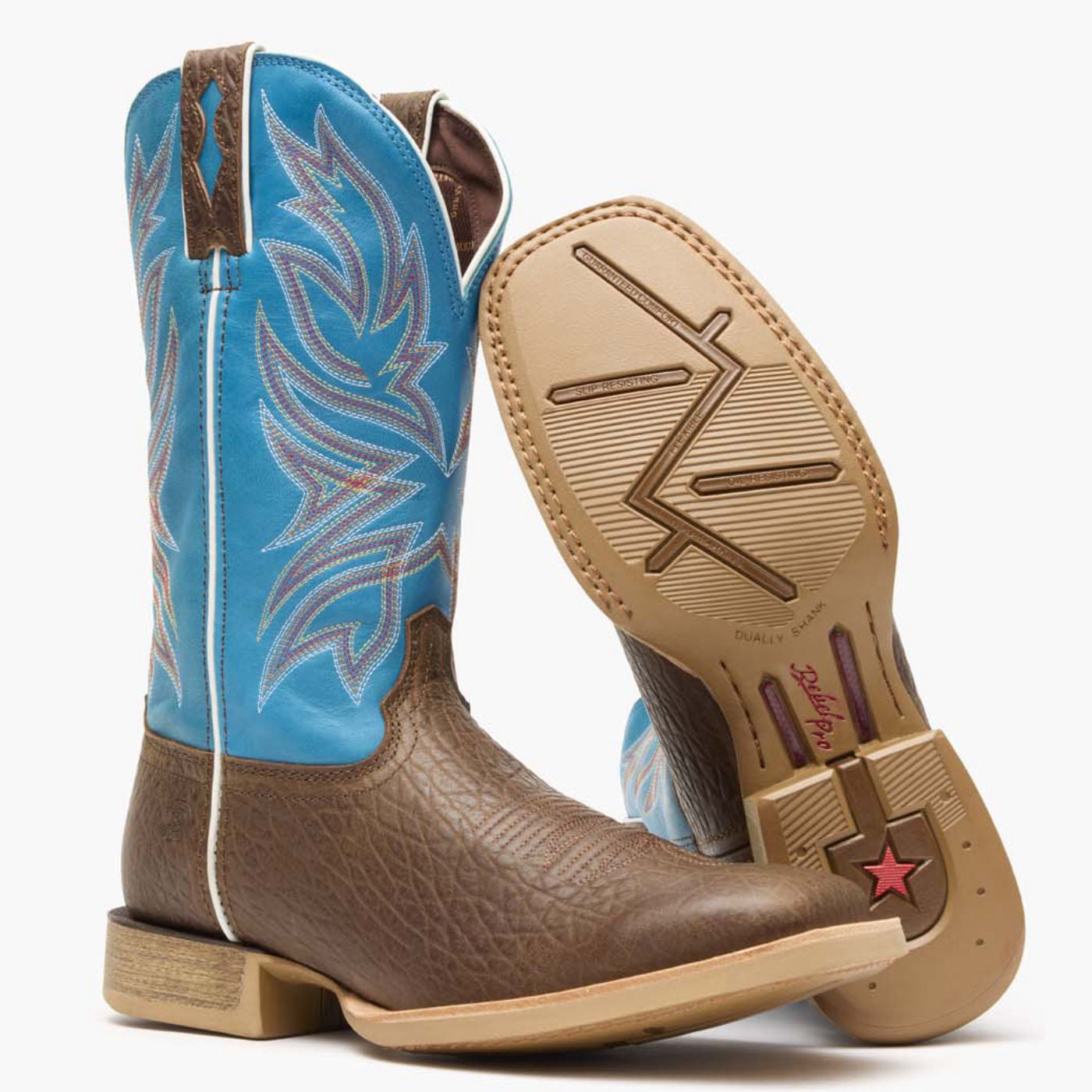 Durango® Rebel Pro™ Bay Brown and Brilliant Blue Western Boot - outsole