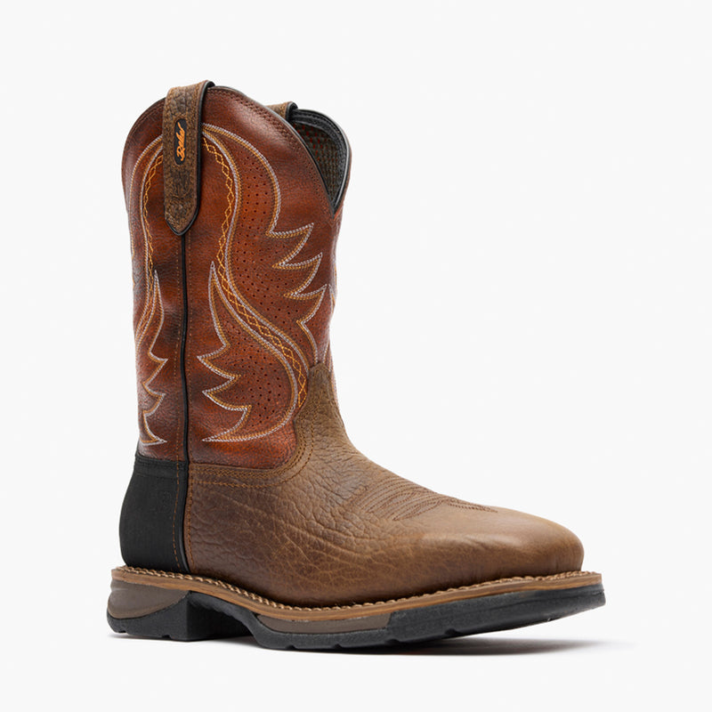 Front view of Durango Workin' Rebel ventilated brown square toe work boot