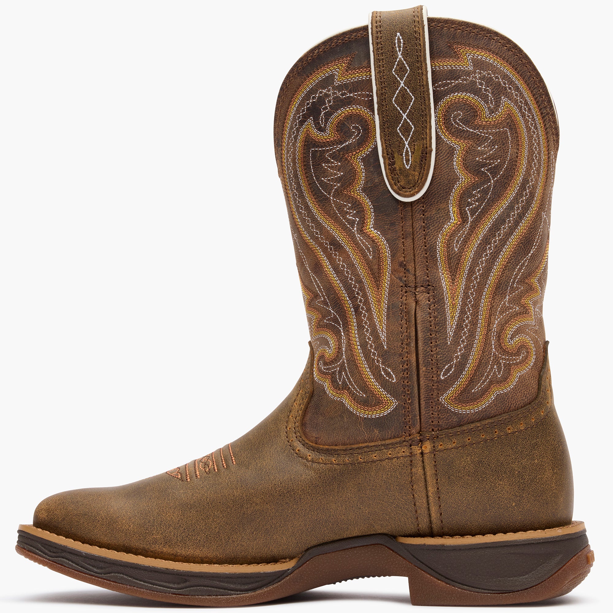 Inner side view of Durango Rebel Ultra lite brown western boot