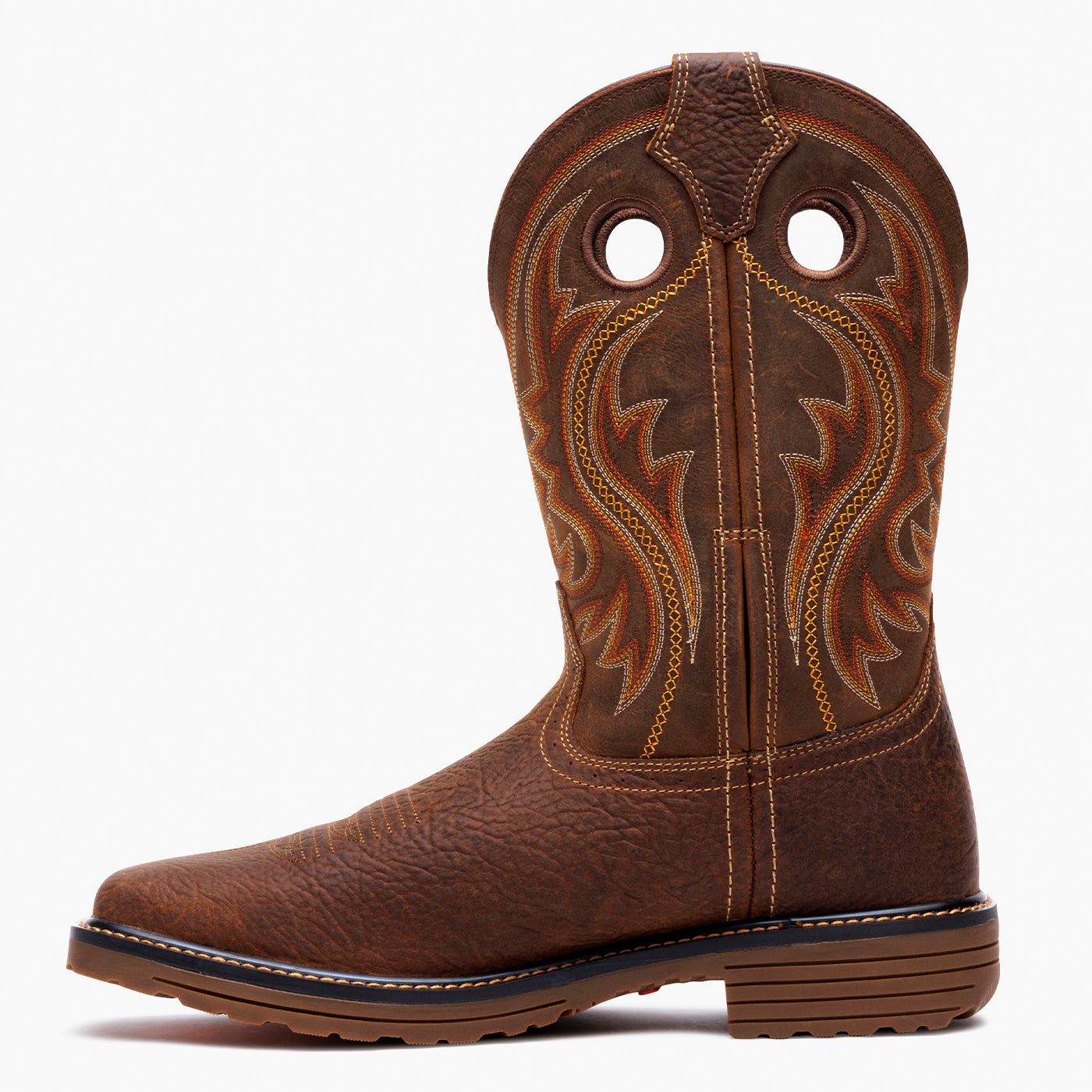 Inner side view of a Durango brown work boot