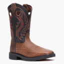 Front view of Durango black and brown steel toe work boot