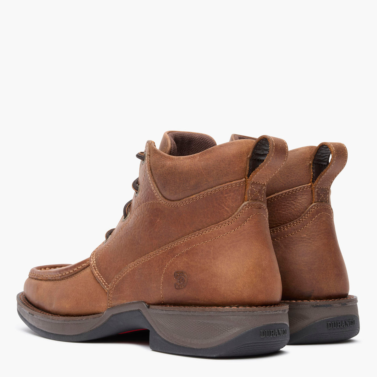 Back pair view Durango® men’s 5 ½” Mustang Brown Red Dirt Rebel™ Ultra-Lite Lacer