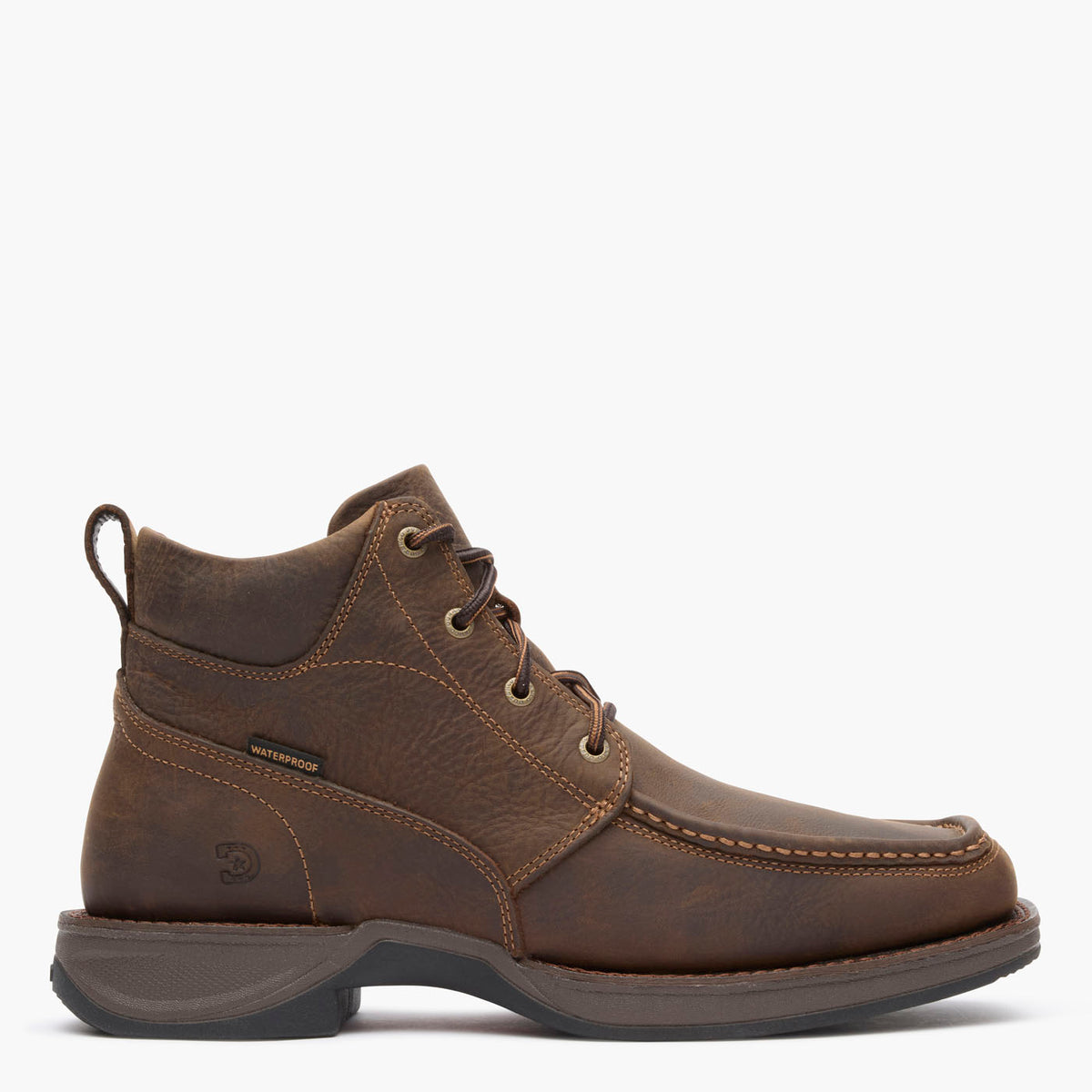 Profile view of Durango® men’s 5 ½” Dark Earth Waterproof Red Dirt Rebel™ Ultra-Lite Lacer