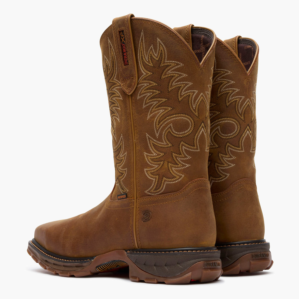Back view of Durango® men’s 11” Rawhide Brown Steel Toe Waterproof Durango® Maverick XP™
