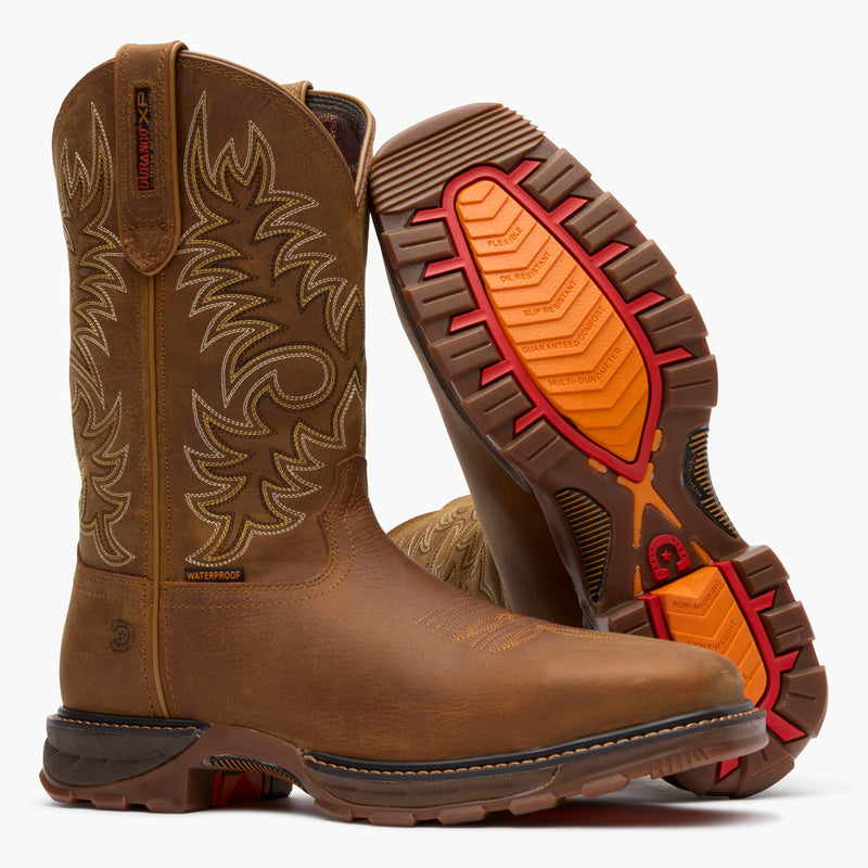 Outsole view Durango® men’s 11” Rawhide Brown Steel Toe Waterproof Durango® Maverick XP™