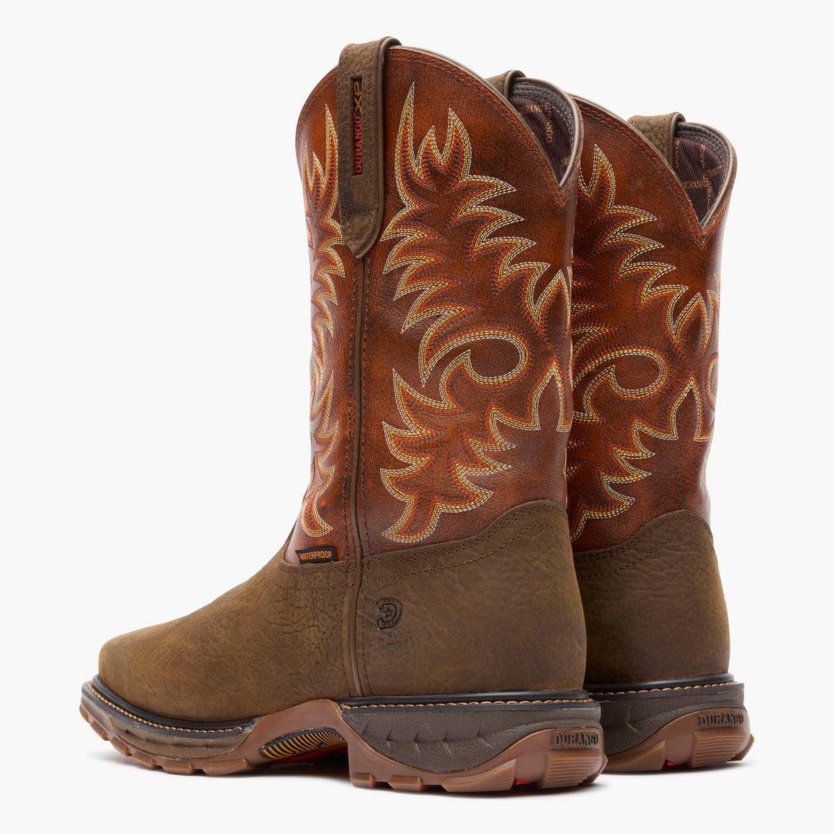 Back view of Durango® men’s 11” Bark Brown/ Cognac Steel Toe Waterproof Durango® Maverick XP™