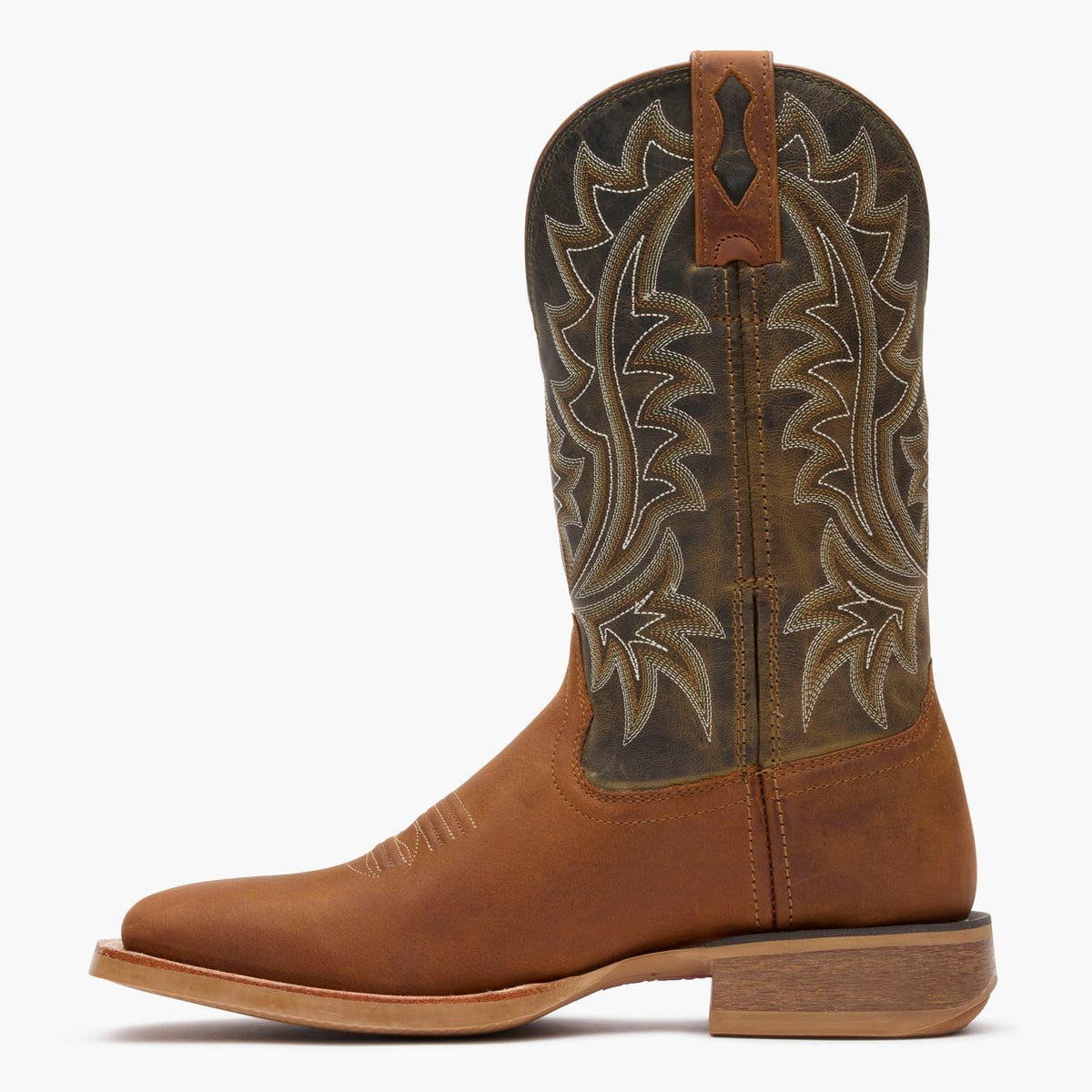 Instep profile view of Durango® men’s 12” Aztec Brown/Olive Rebel Pro™