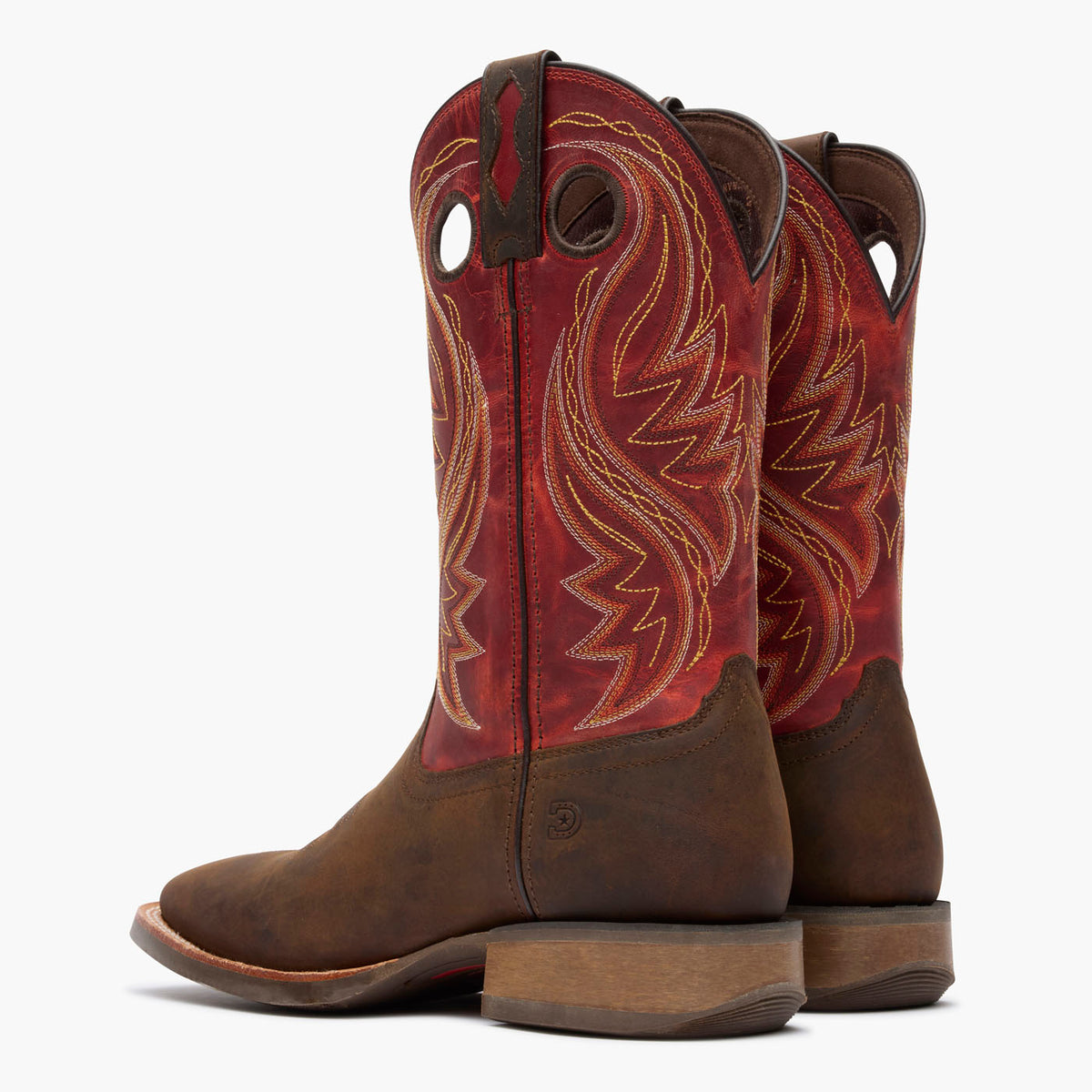 Back pair view of Durango® men’s 12” Hickory Brown/Chili Pepper Rebel Pro™