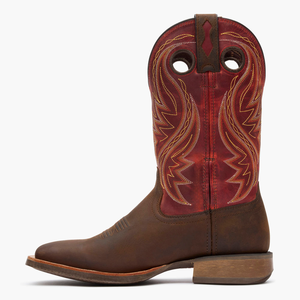 Inner side view of Durango® men’s 12” Hickory Brown/Chili Pepper Rebel Pro™
