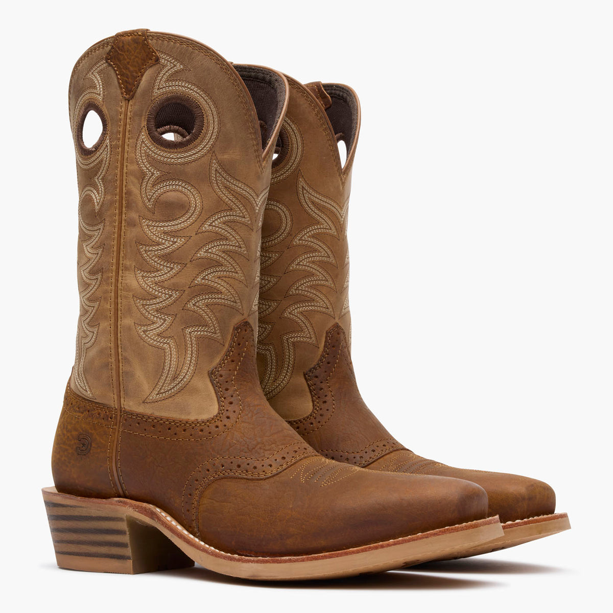 Front pair view of  Durango® men’s 12” Adobe Brown/Sandstone Rebel Pro™