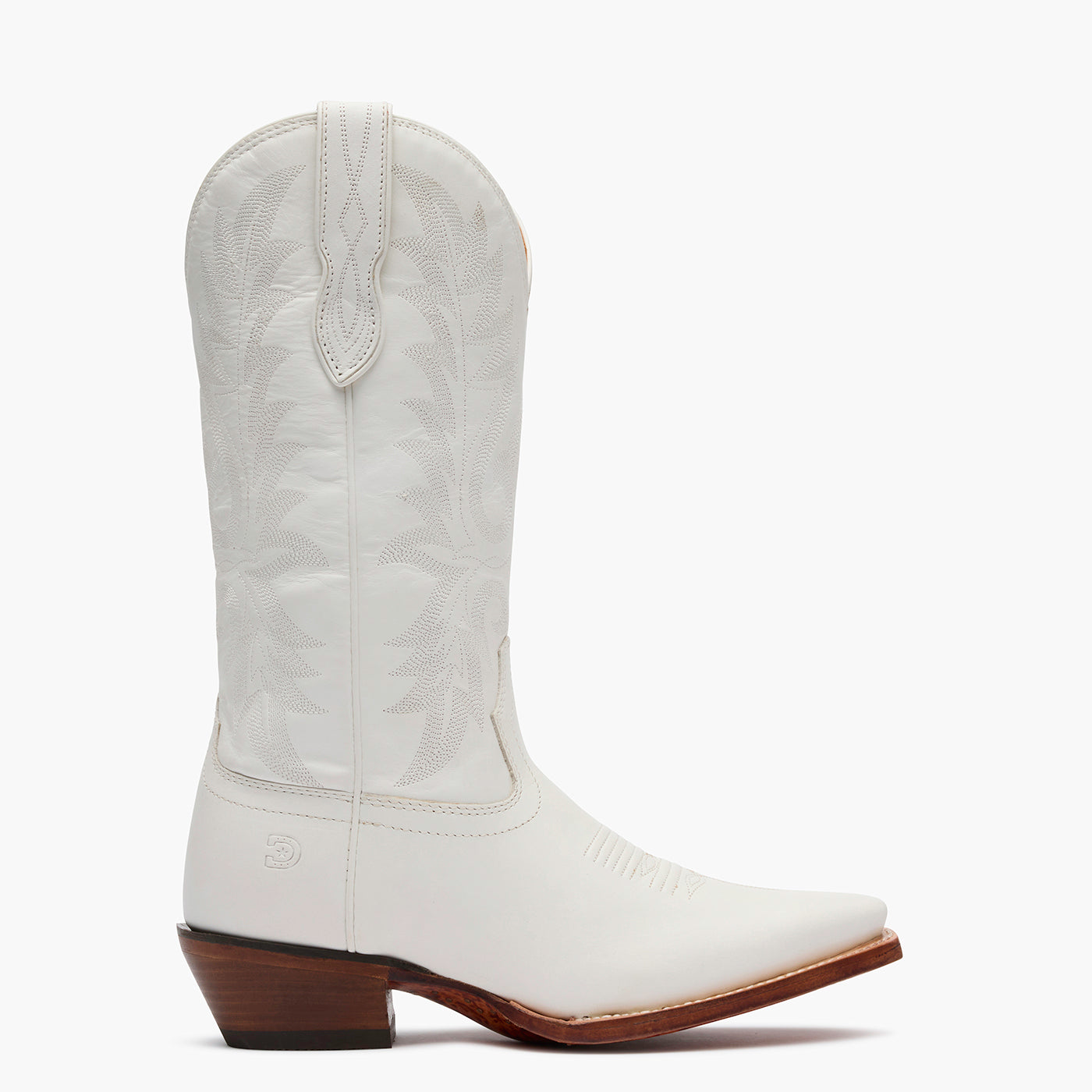 Outer side view of a Durango Crush white cowgirl boot