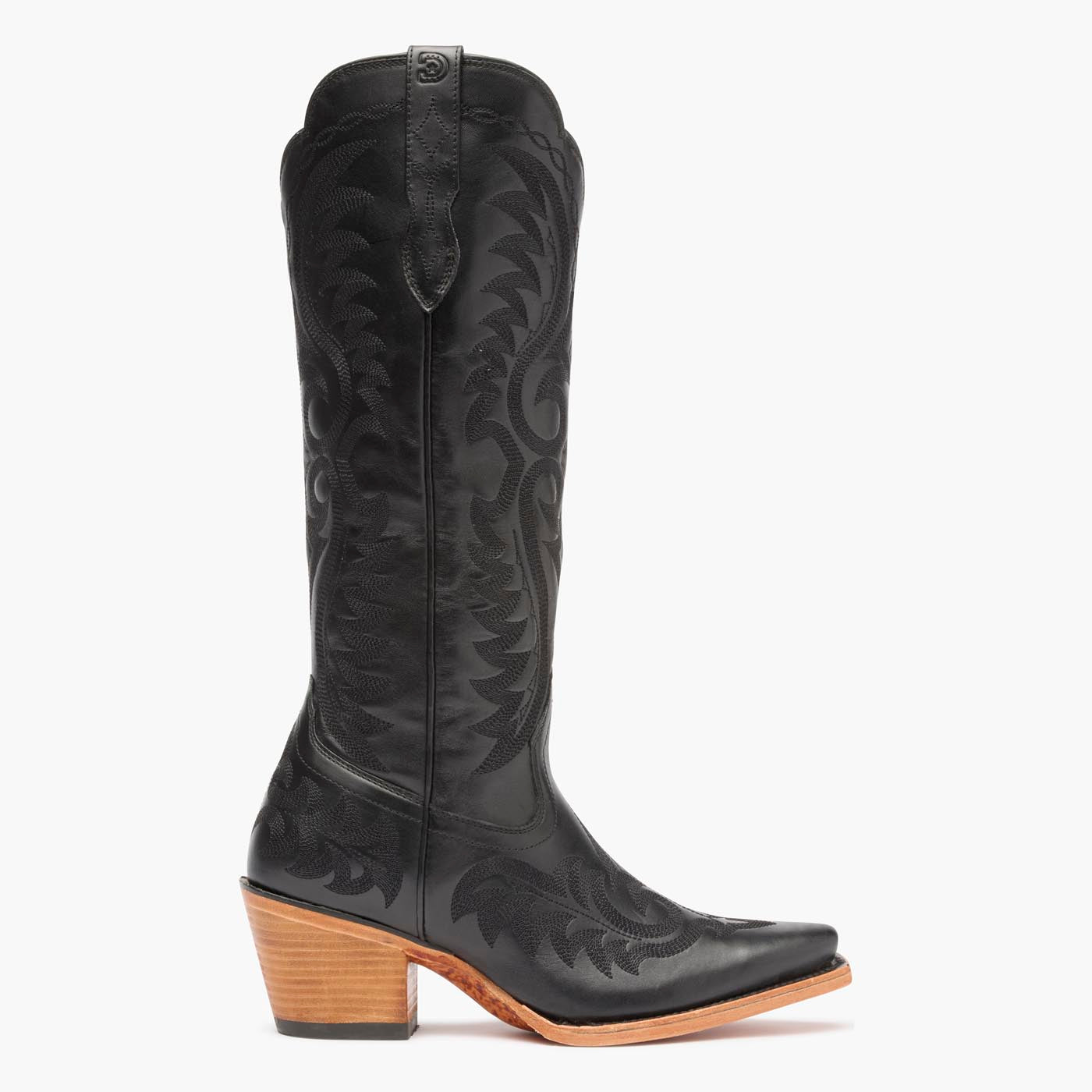 Profile view of Durango® women’s 16” Polished Black Onyx Crush™ Boot