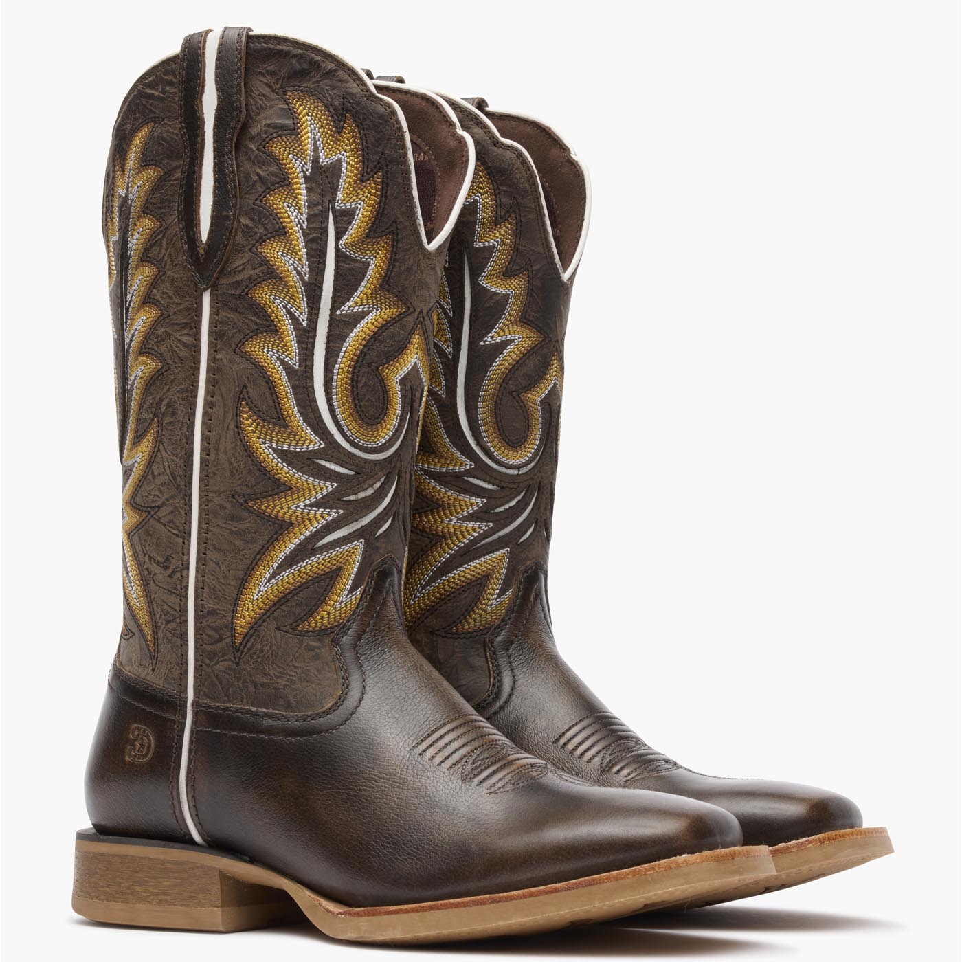 Pair view of Durango Lady Rebel Pro brown women's cowgirl boots