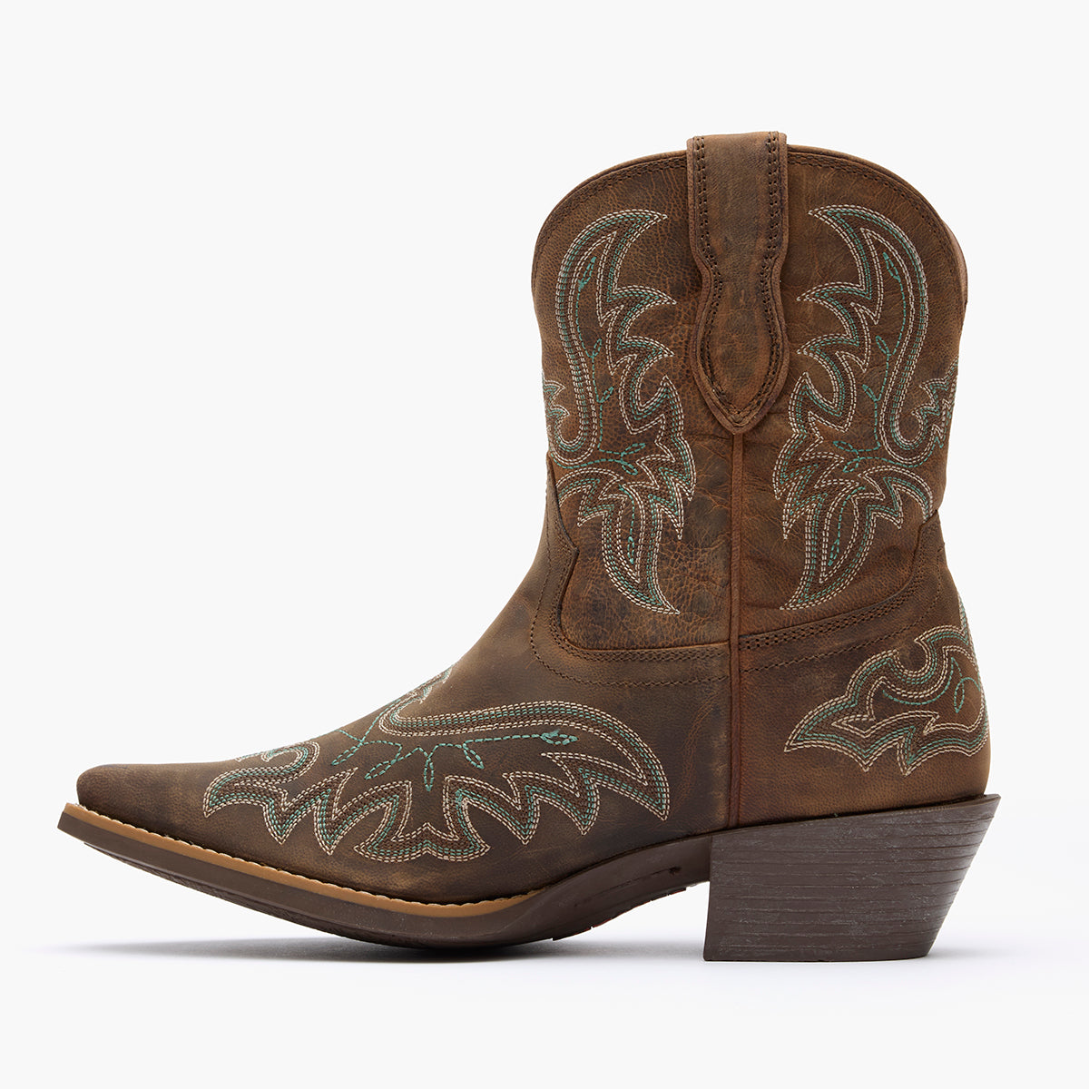 Inner side view of Durango Shyloh brown fashion toe western boots