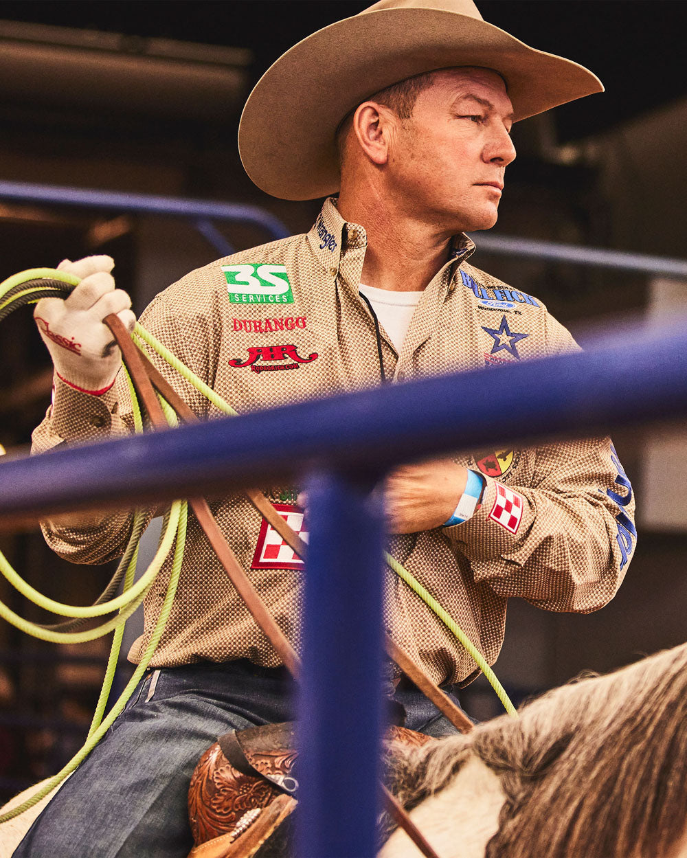 Team Durango Team Roper Luke Brown on horseback.