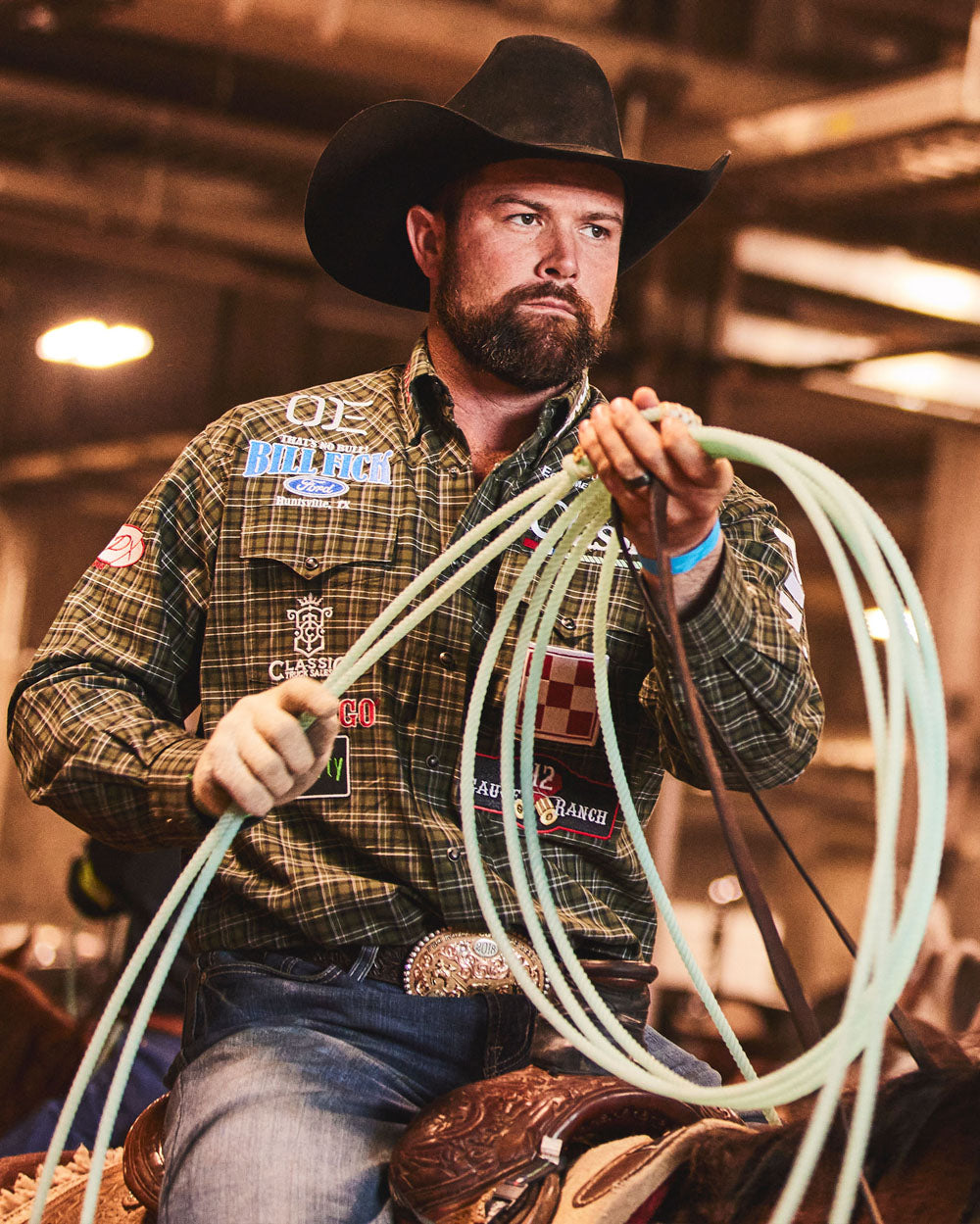 Team Durango Team Roper Paul Eaves on horseback.